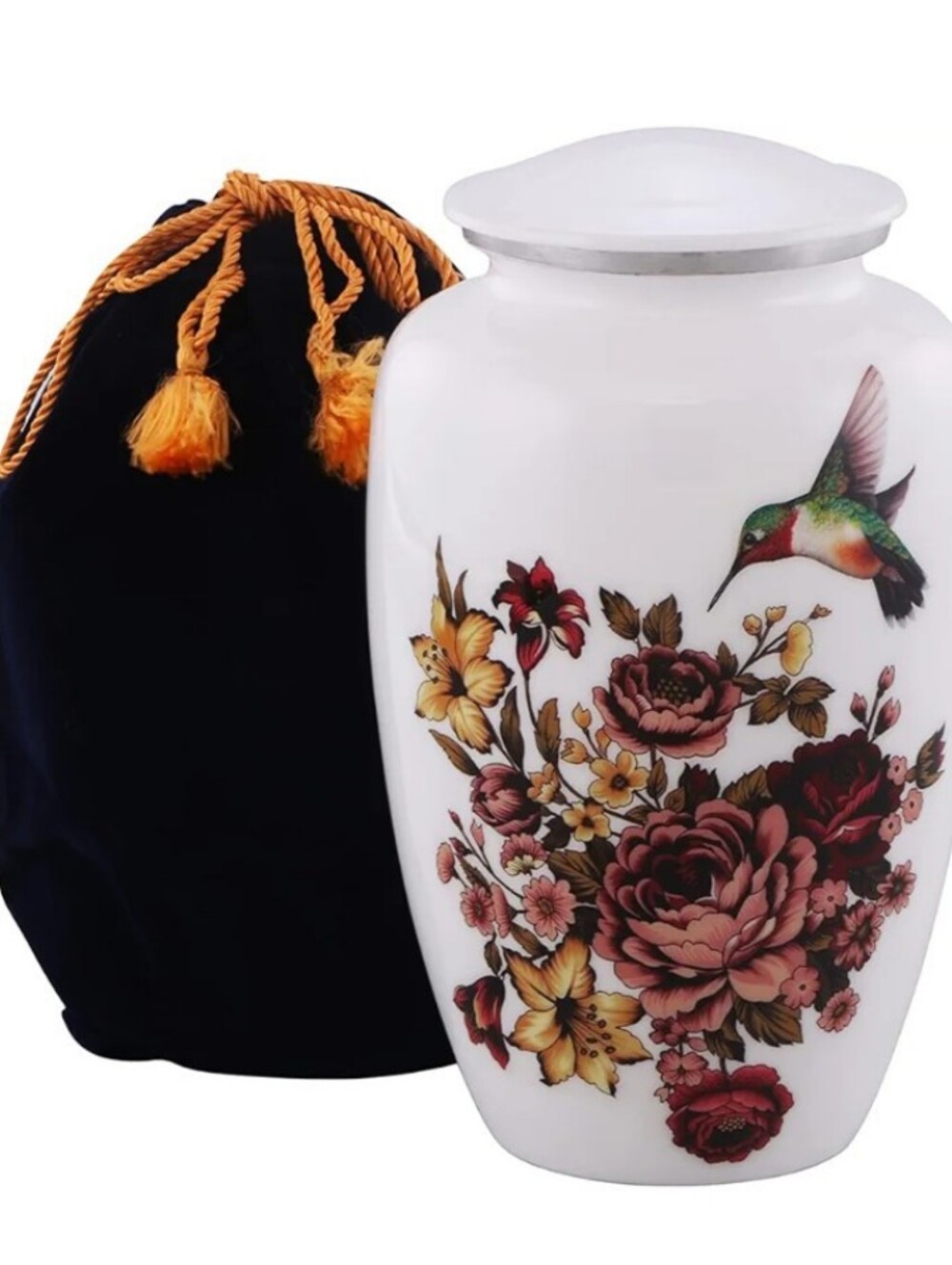 Urns Of Dignity Brownish Crimson Rose Hummingbird Adult Cremation Urn